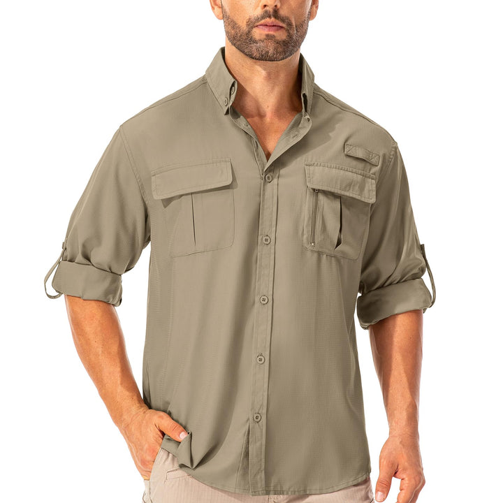 Hemd Herren Safari UPF50+ UV Schutz Wanderhemd Herren Langarm Funktionshemd Outdoorhemd Atmungsaktiv
