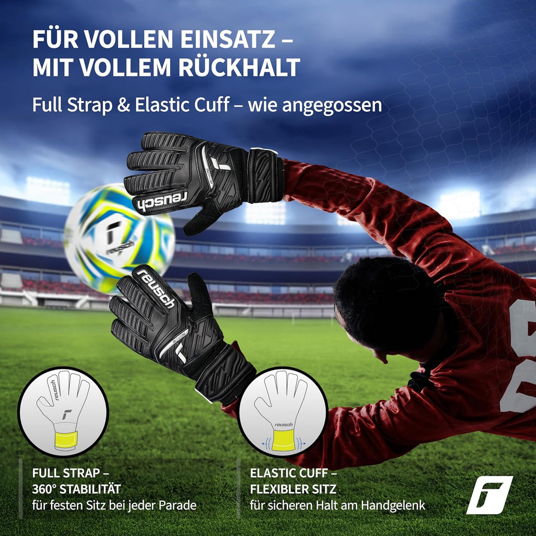 Reusch Herren Attrakt Unisex Torwarthandschuhe mit Aussennaht Schnitt und Solid Belag, Geeignet für