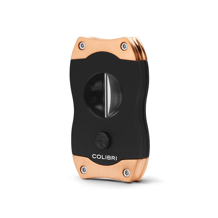 Colibri V-Cut Zigarrenschneider | Schwarz Mit Roségoldakzenten | Federauslöser | Tiefer 7mm V-Schnit