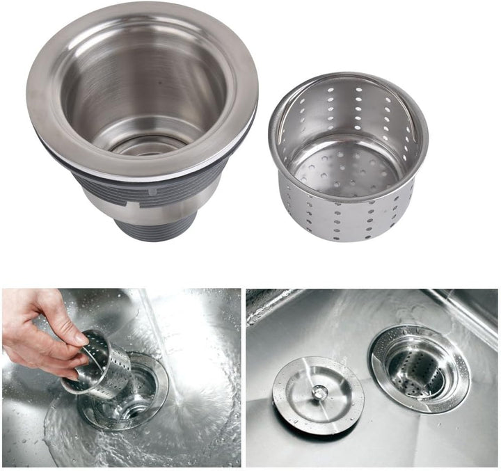 KONE 3-1/2-inch Kitchen Sink Strainer with Removable Deep Waste Basket / Strainer Assembly / Sealing