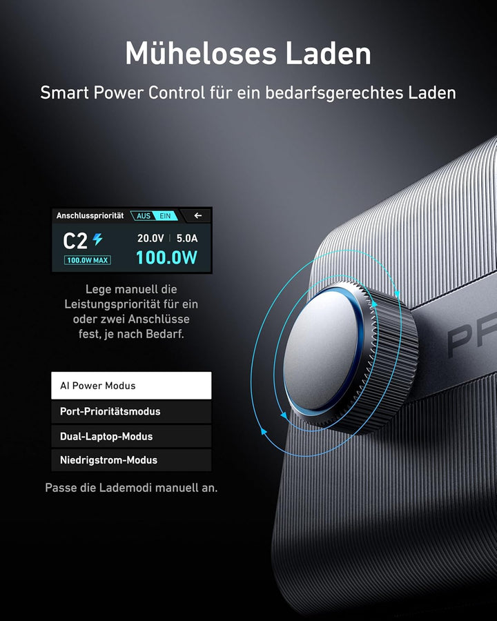 Anker Prime 250W USB-C Ladegerät, Ultra-schnelle 6-Port GaN Ladestation, 2,26" LCD-Display und Smart