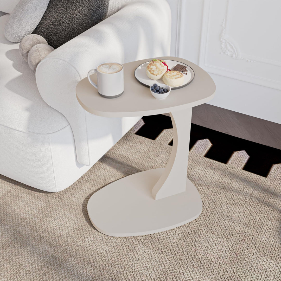 sugodesign Beistelltisch Couch mit Rollen, Kleiner Beistelltisch C-Form, Sofatisch in stylischem San