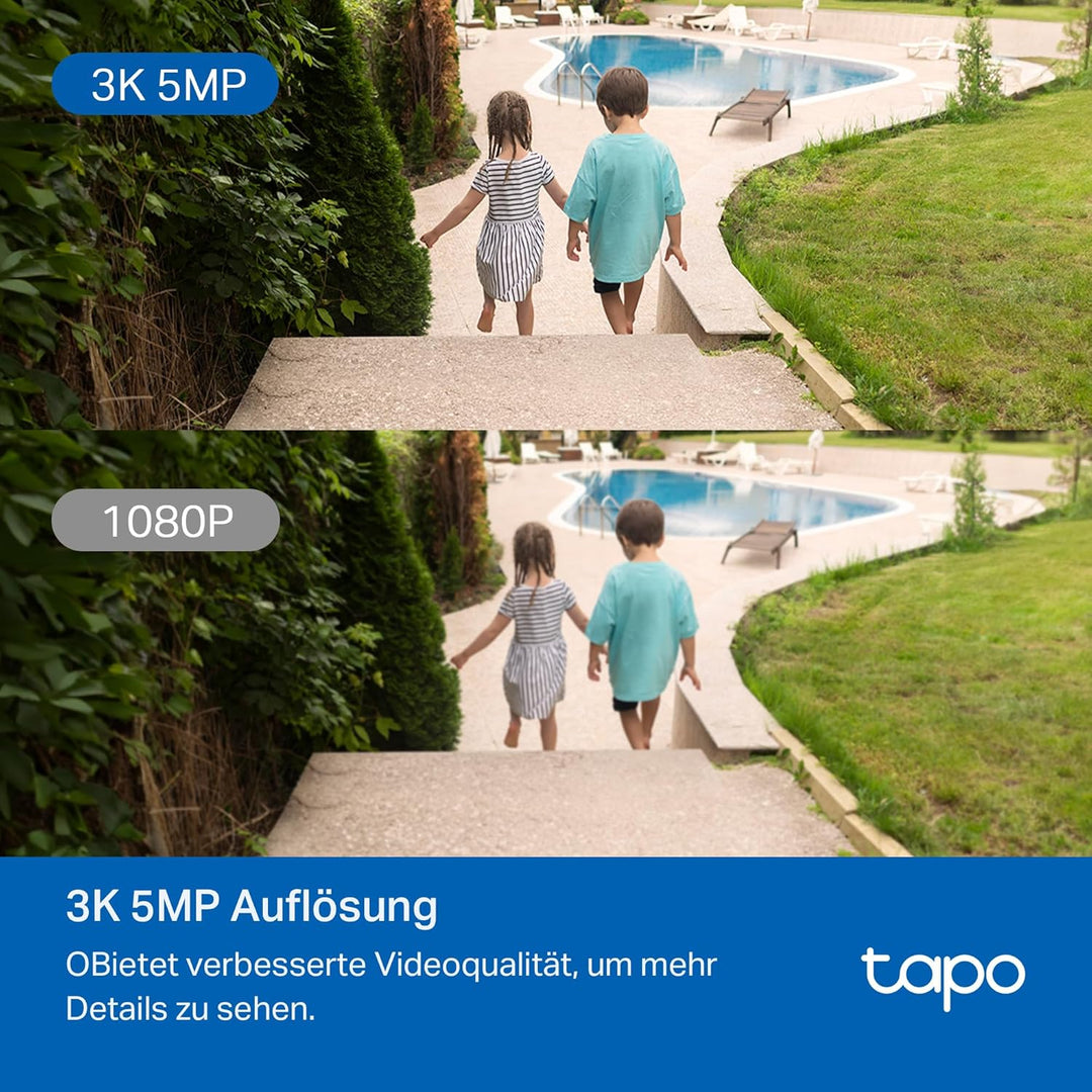 Tapo C530WS 360° Überwachungskamera Aussen, 3K 5MP, Starlight Farbe Nachtsicht, KI-Erkennung, Bewegu