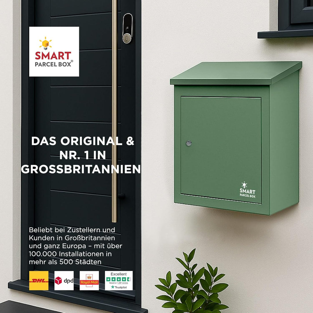 SMART PARCEL BOX Paketbox, Paketbriefkasten Wandmontage, Briefkasten mit Paketfach, Postbox für Pake