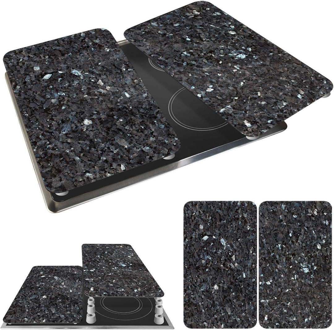Maximex Herdabdeckplatte Universal Blauer Marmor 2er Set - 2er Set, Abdeckplatten für alle Herdarten