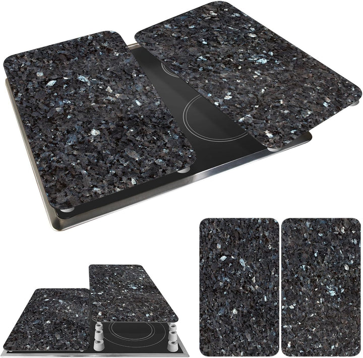 Maximex Herdabdeckplatte Universal Blauer Marmor 2er Set - 2er Set, Abdeckplatten für alle Herdarten