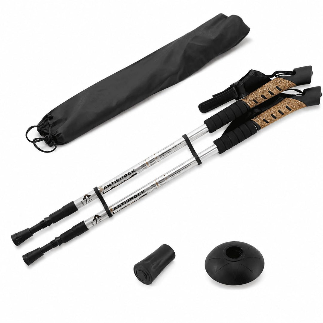 MidGard Nordic Walking Stöcke Teleskop Antischock Wanderstöcke aus Aluminiumlegierung mit Korkgriff