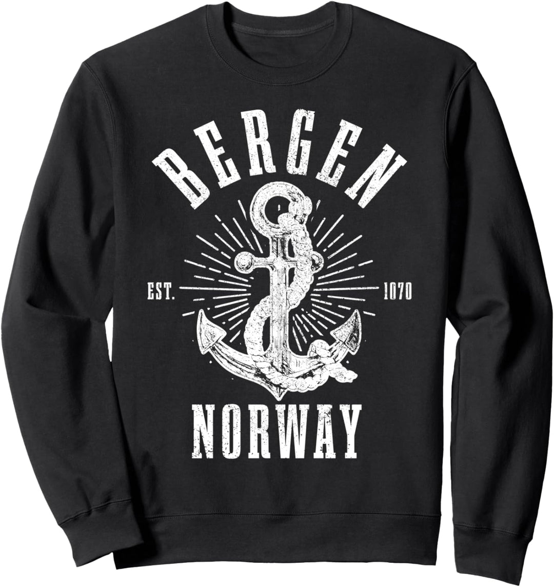 Bergen Norwegen Skandinavien Anker Vintage Souvenir Sweatshirt