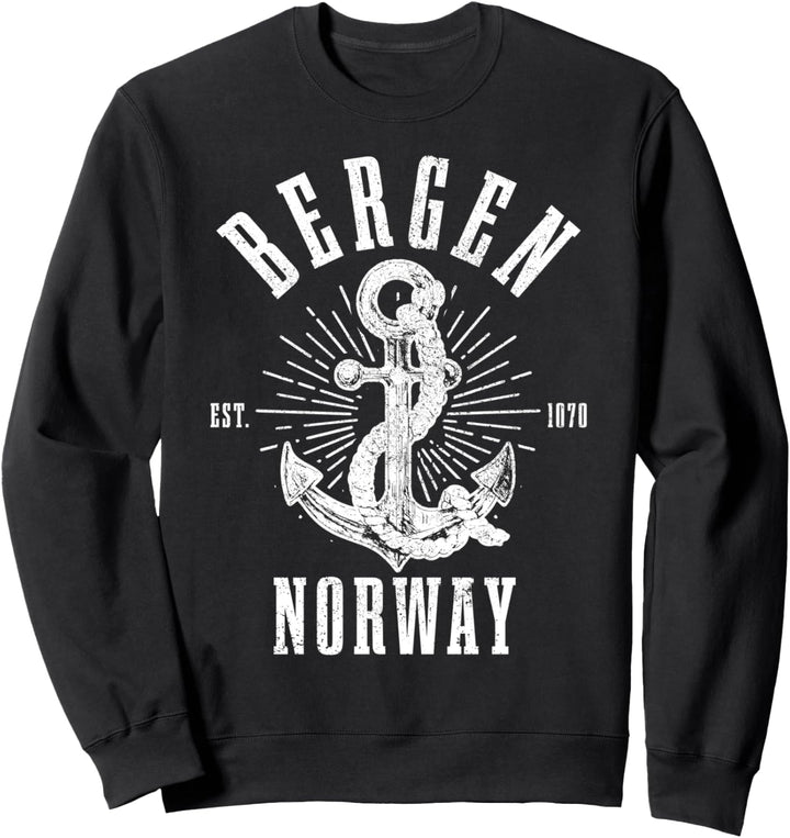 Bergen Norwegen Skandinavien Anker Vintage Souvenir Sweatshirt