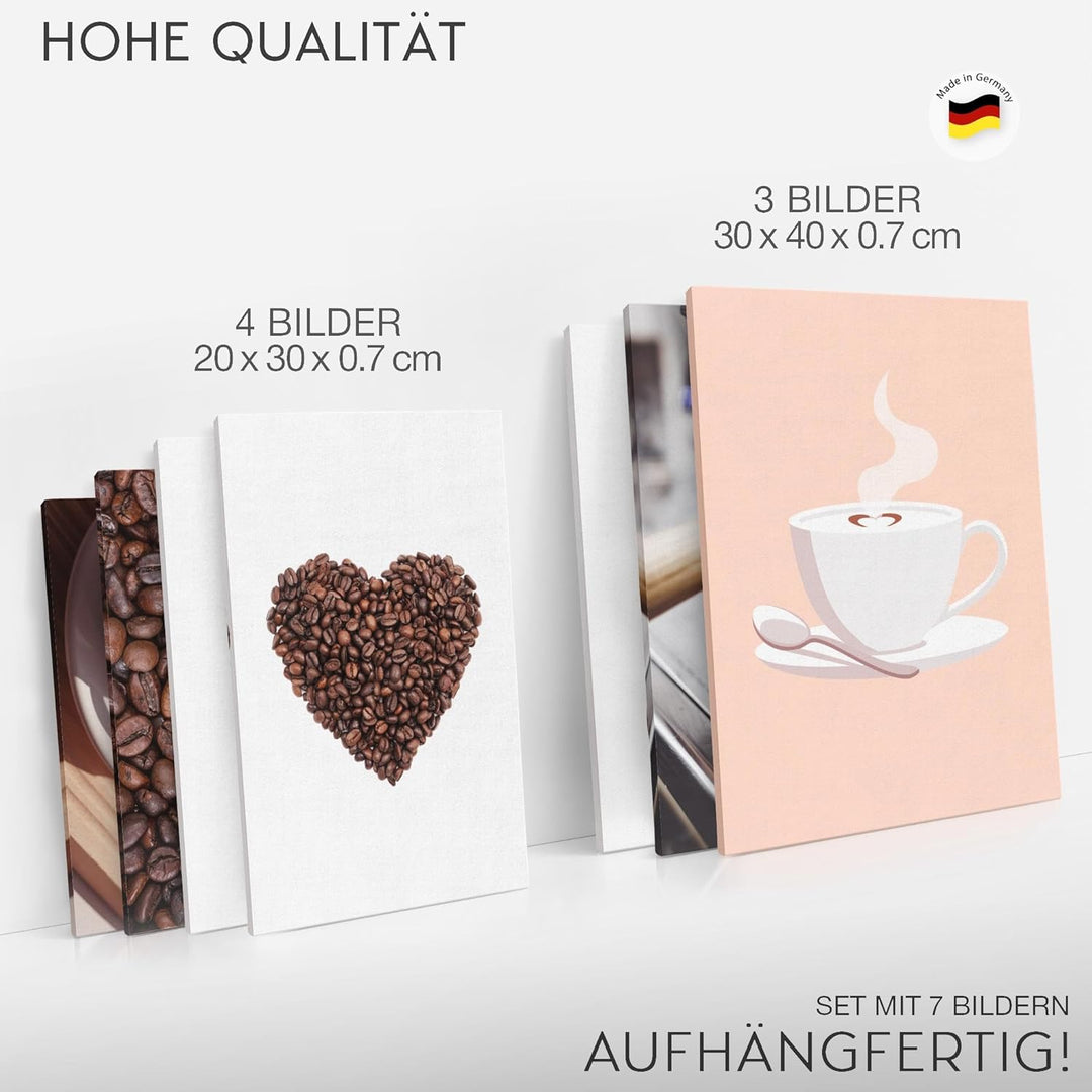 Novart Wandbilder Kaffee Coffee - KOMPLETT AUFHÄNGFERTIG - Küche Esszimmer Küchenbilder- 7 Moderne M