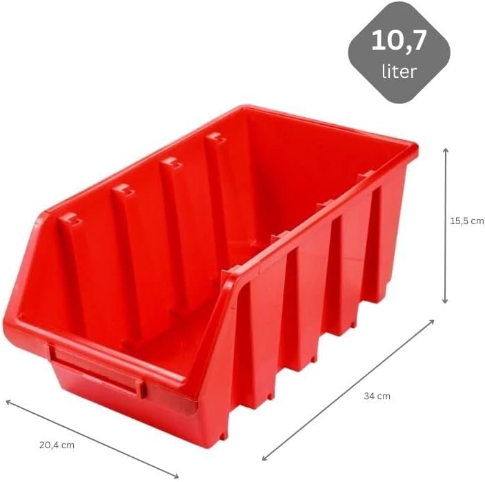 PROREGAL SuperSparSet 10x Sichtlagerbox 4 | HxBxT 15,5x20,4x34cm | Rot | Sichtlagerbehälter Sichtlag