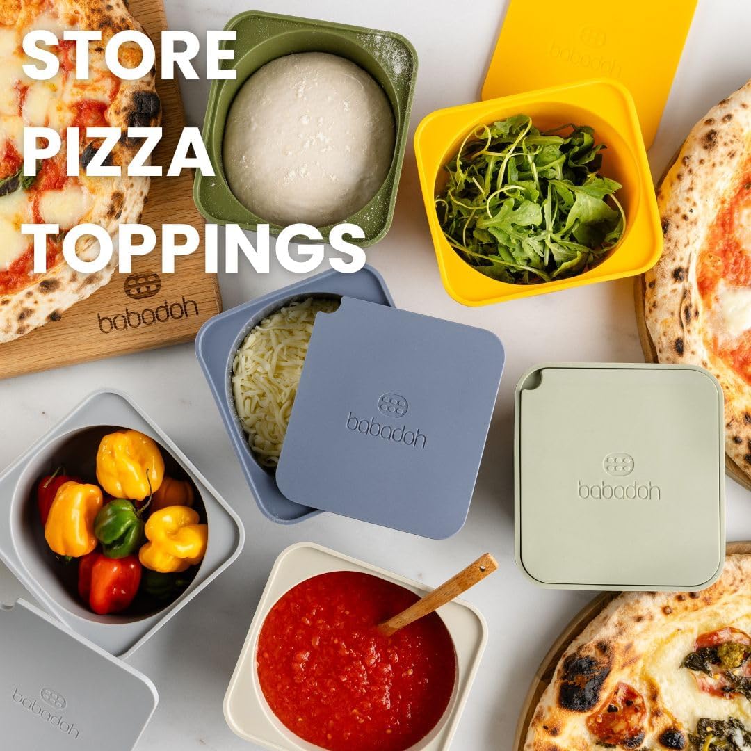 babadoh Pizza Making Accessories | Pizzateiggärbehälter mit Deckel | 6er Set | Die perfekte Pizza |