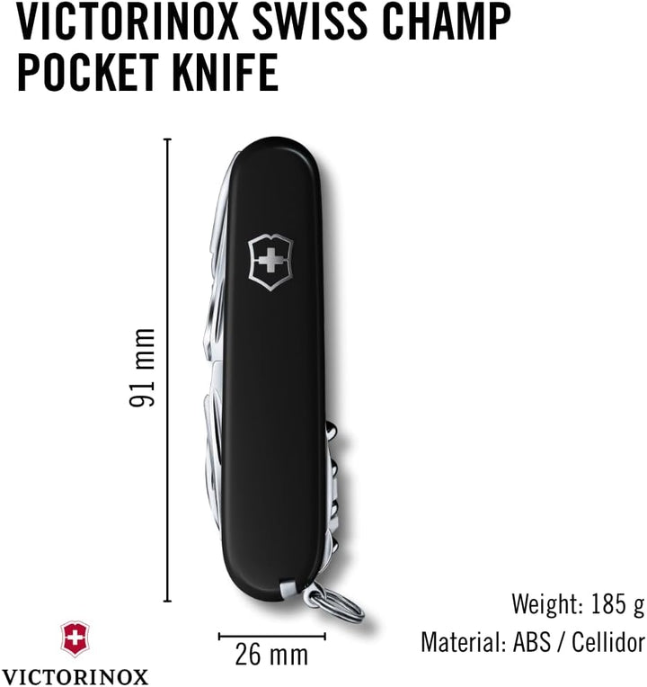 Victorinox Taschenmesser Swiss Champ (33 Funktionen: Metallfeile, Mini-Schraubendreher) rot Schwarz