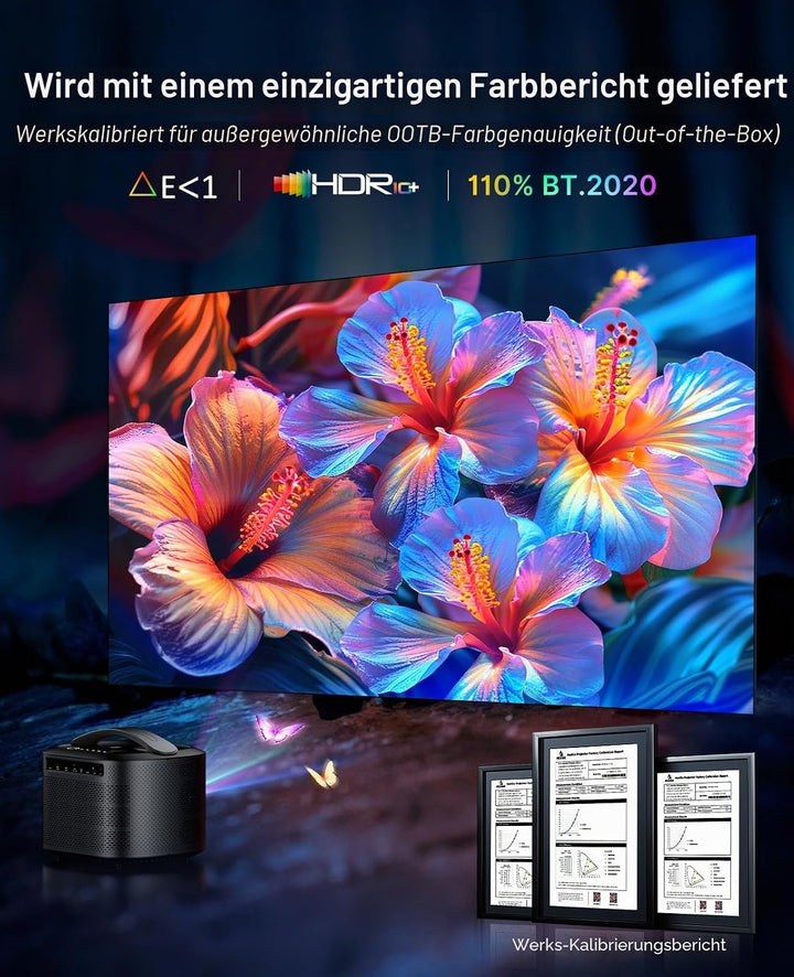 NexiGo TriVision Ultra, 4K Tri-LED-Laser tragbarer Projektor, 2600 Lumen, kein Laserspeckle, Keine A