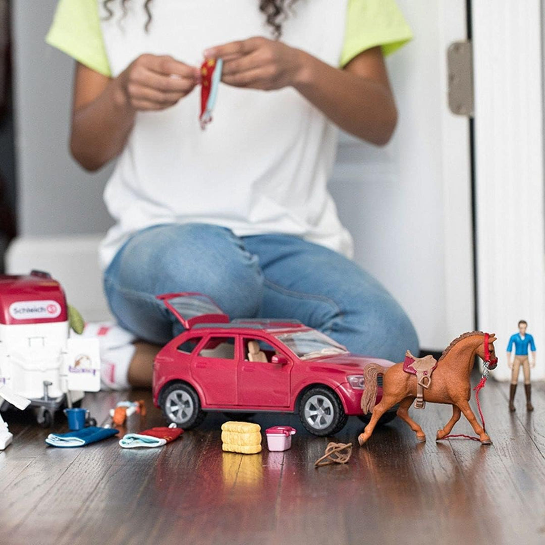 SCHLEICH 42567 Reiterhof, für Kinder ab 5-12 Jahren, HORSE Club - Spielset &amp; 42535 Abenteuer mit Aut