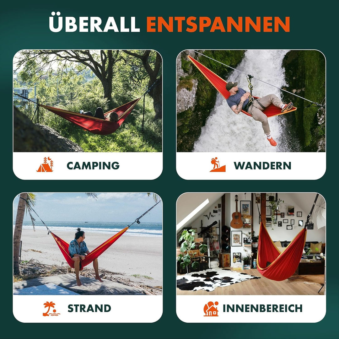 HÄNG® Camping Hängematte Outdoor Nylon Fallschirmseide für 2 Personen - 300 x 170cm Mobile Ultra-lei