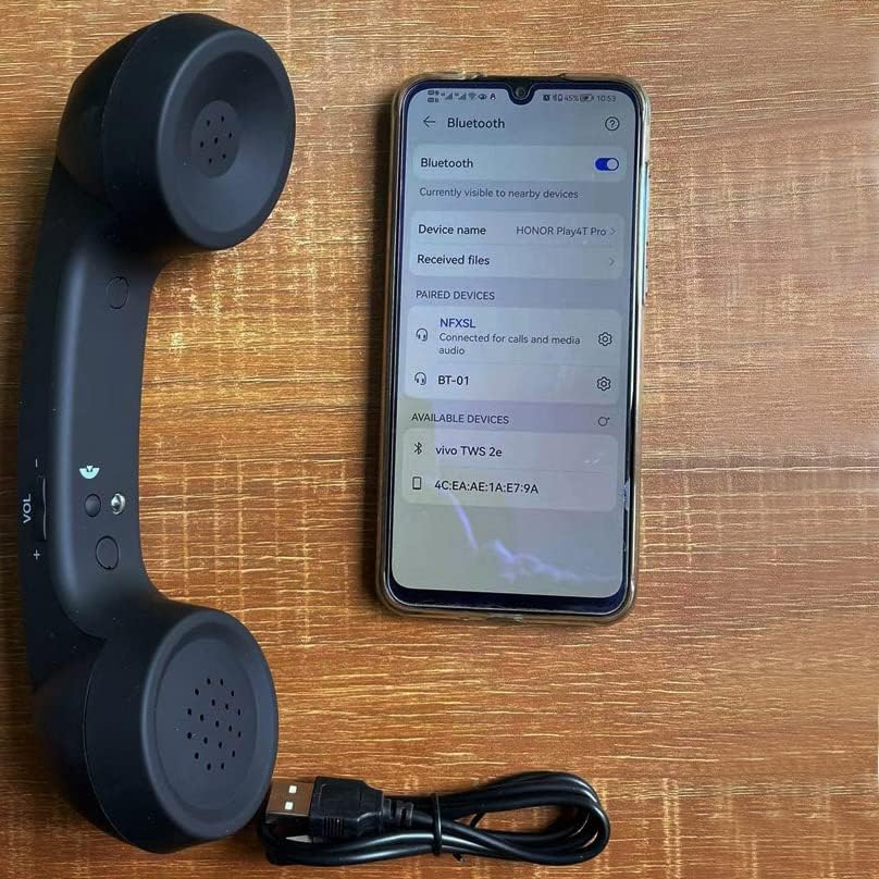 kabellose Retro-Telefonhörer Kopfhörer für EIN Handy mit bequemem Anruf Schwarz, Schwarz