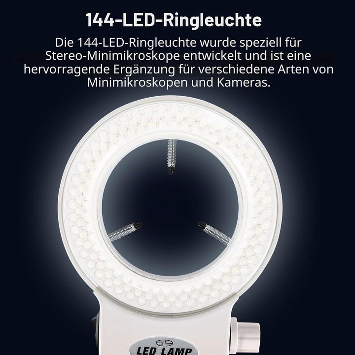 Jevina 144LEDs Ringlicht Ringleuchte Fuer Mikroskop Microscope Lampe Licht 6000K 0-100% Einstellbar