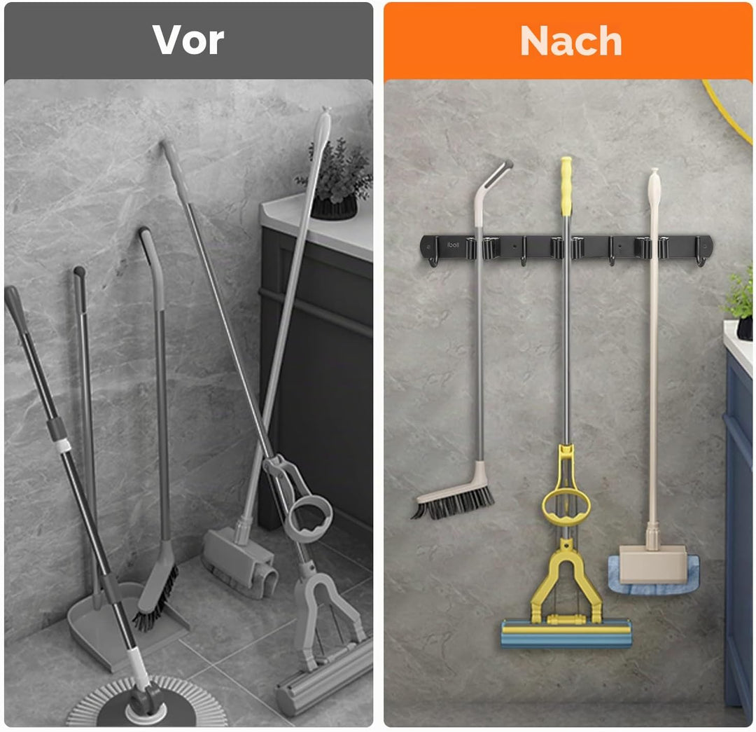 2 Stück Besenhalterung Wand, ibell Gerätehalter Edelstahl Gartengerätehalter Wandhalterung, Mopphalt