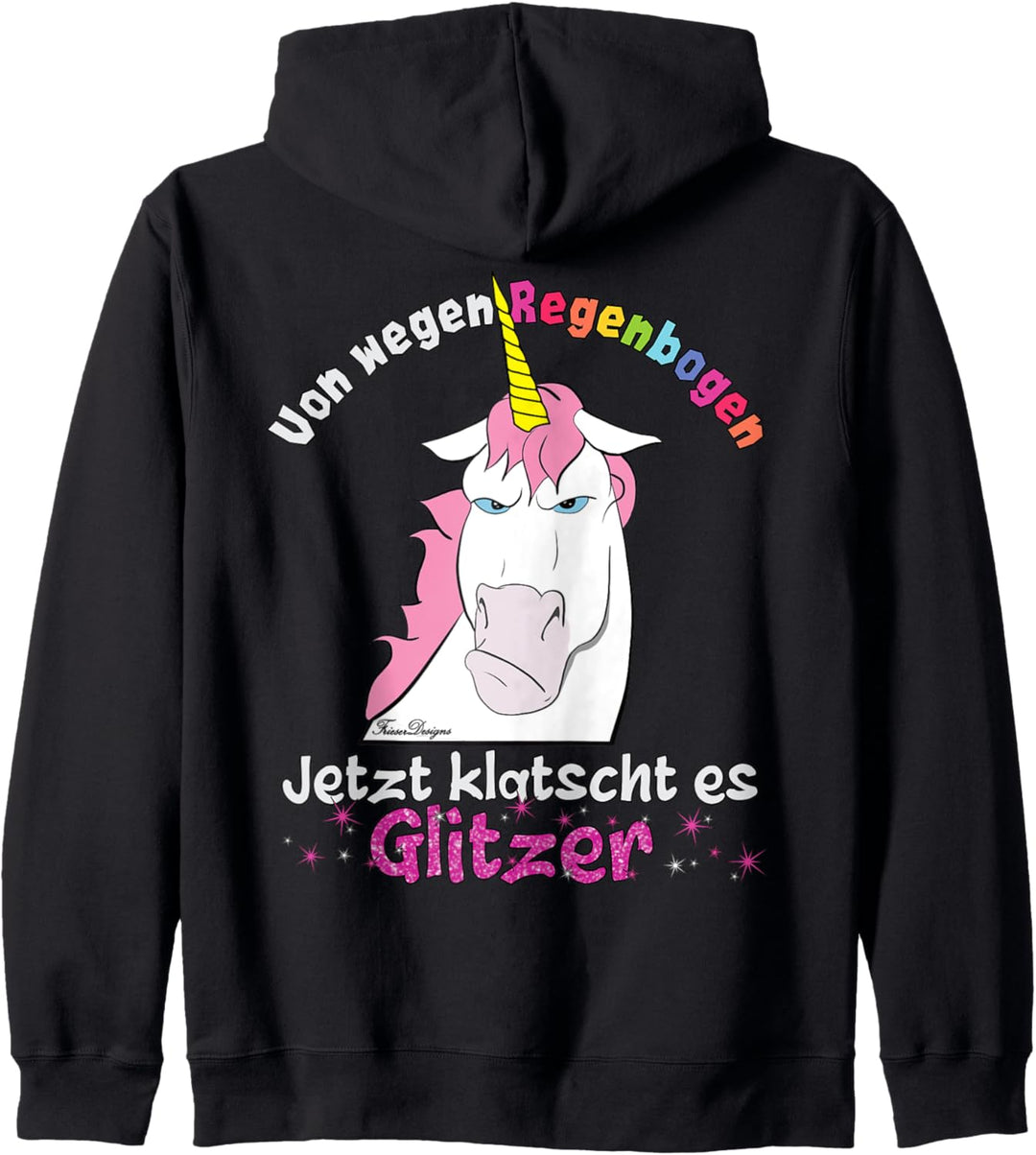 Böses Einhorn klatscht Glitzer lustiges Regenbogen Fun Kapuzenjacke