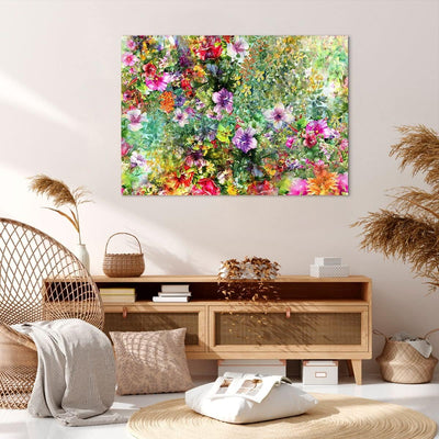 Bilder auf Leinwand 100x70cm Leinwandbild mit Rahmen blume sommer natur Gross Wanddeko Bild Schlafzi