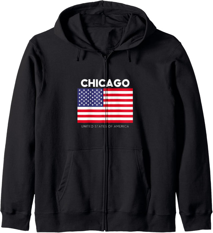 Cooles Chicago Illinois with USA Flag Tee Shirt Chicago Kapuzenjacke