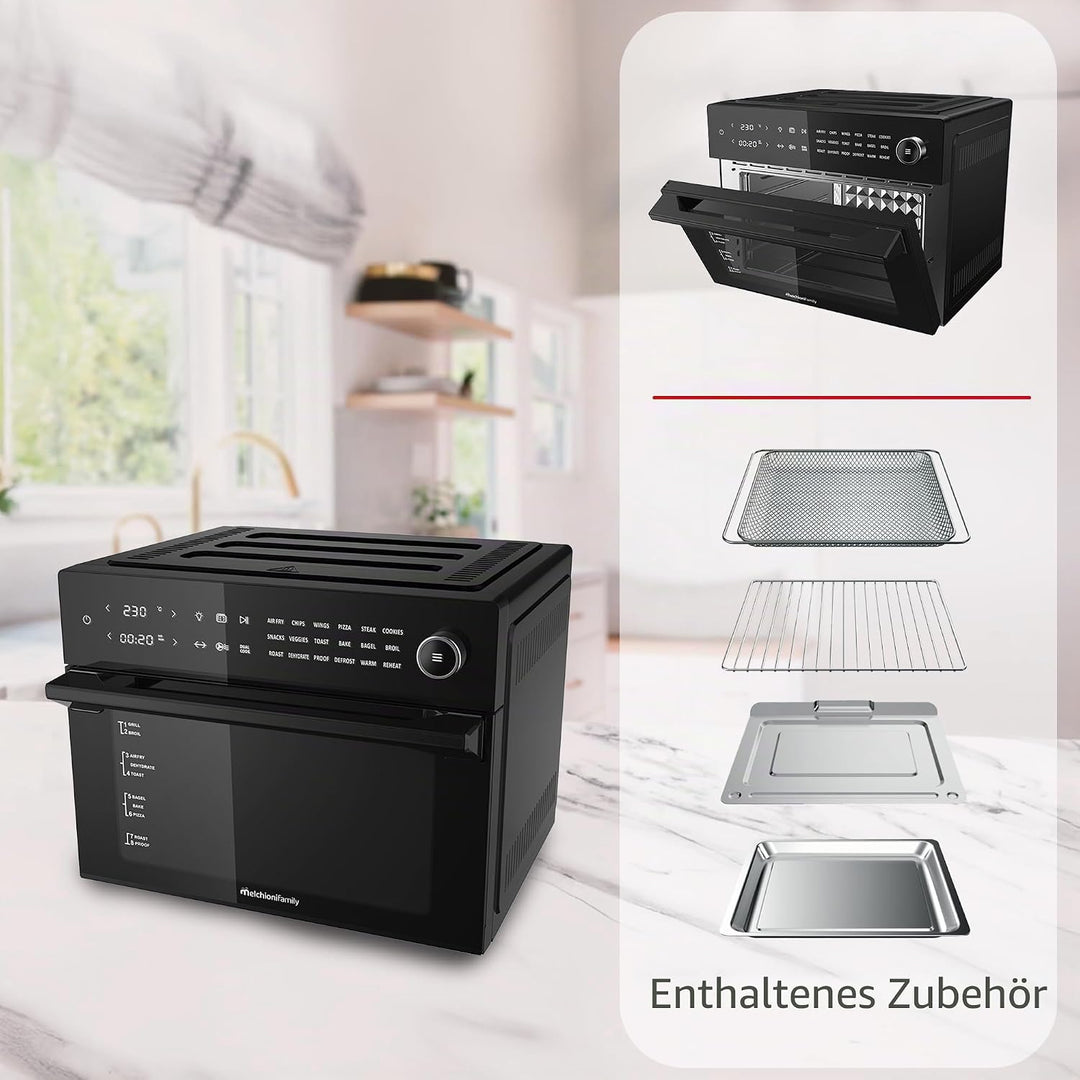Melchioni Family | Heissluftfritteuse mit 30 Liter Kapazität BENEDETTA, Digitales Display, Dual Cook