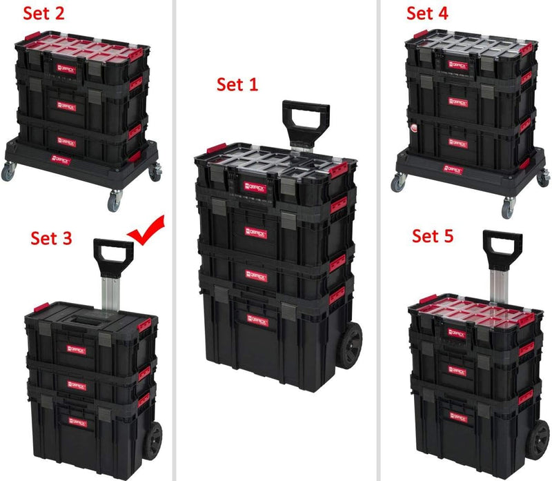 XL Werkzeugtrolley, Werkstattkoffer Set, Werkstattwagen Set aus"Q-Brick" Serie mit viel Zubehör! B x