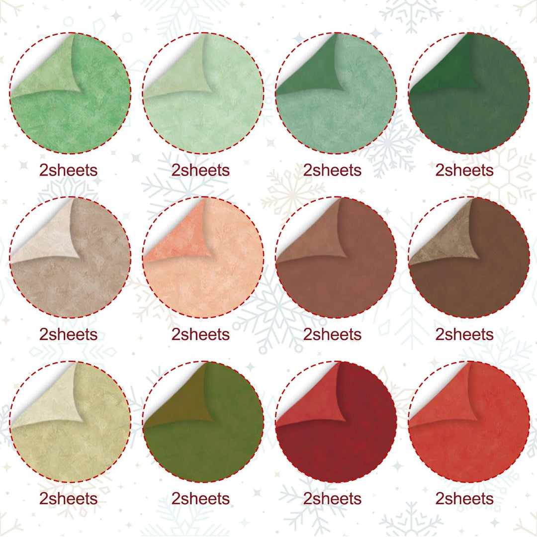 Scrapbook Papier, 24 Blätter Weihnachten Musterpapier, 24 Designs Doppelseitiges Bastelpapier, Motiv
