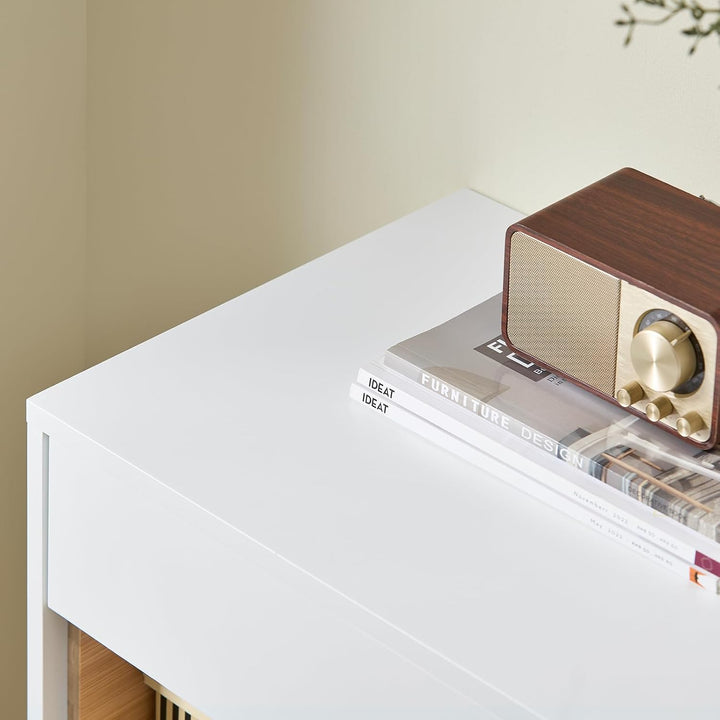 SoBuy Sideboard Kommode Küchenschrank – Modernes Bambusdesign mit Schublade & höhenverstellbarem Reg
