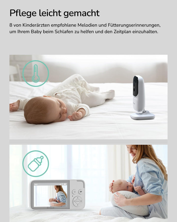 Dr. Care NeoView Video-Babyphone – 3,5” Bildschirm, 2-Wege-Audio, Video-Schleifenaufnahme, Nachtsich