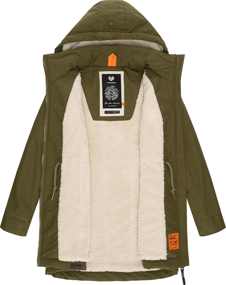 Ragwear Damen Wintermantel Warmer Parka lang wasserdicht mit Abnehmbarer Kapuze Dakkota XS-6XL M Lig