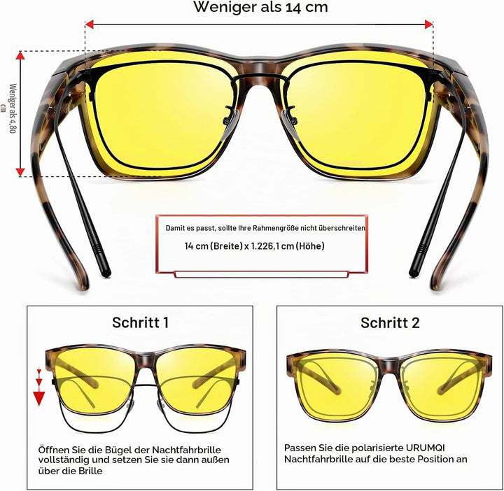 URUMQI Nachtsichtbrille für Autofahrer, Nachtfahrbrille Nachtbrille zum Autofahren Damen Herren, Aut