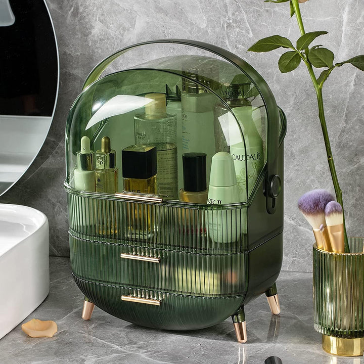 Makeup Organizer Box with Dust Free Transparent Cover, Portable Cosmetic Organizer with Portable Han