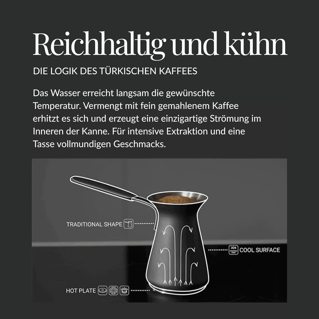 OTTO: Moderne türkische Kaffeekanne 550 ml, Edelstahl - BLACK - Funktioniert bei allen Herdarten Sch