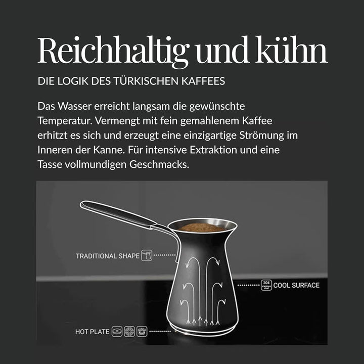 OTTO: Moderne türkische Kaffeekanne 550 ml, Edelstahl - BLACK - Funktioniert bei allen Herdarten Sch