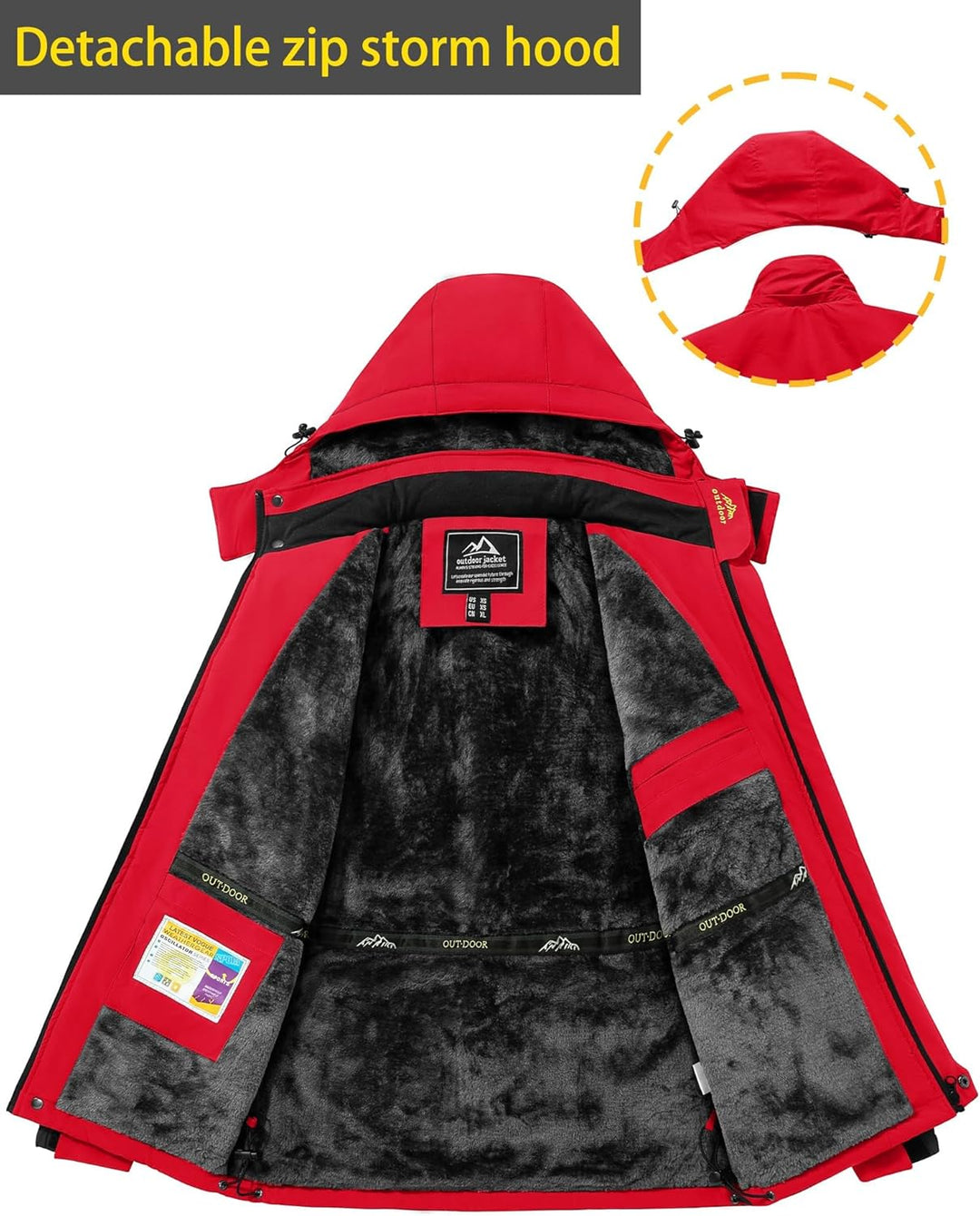 TACVASEN Herren Warme Skijacke Gefütterte Winterjacke Wasserabweisende Funktionsjacke mit Abnehmbare