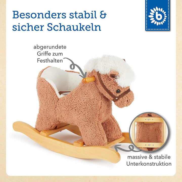 Bieco Plüsch Schaukeltier Pferd 60 cm | Kinder Schaukelstuhl mit Sicherheitsgurt | Baby Schaukel | S