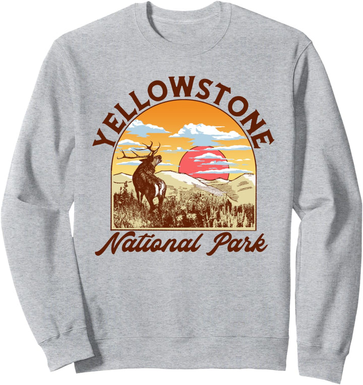 Yellowstone National Park Elk Vintage Artistic Graphic Sweatshirt