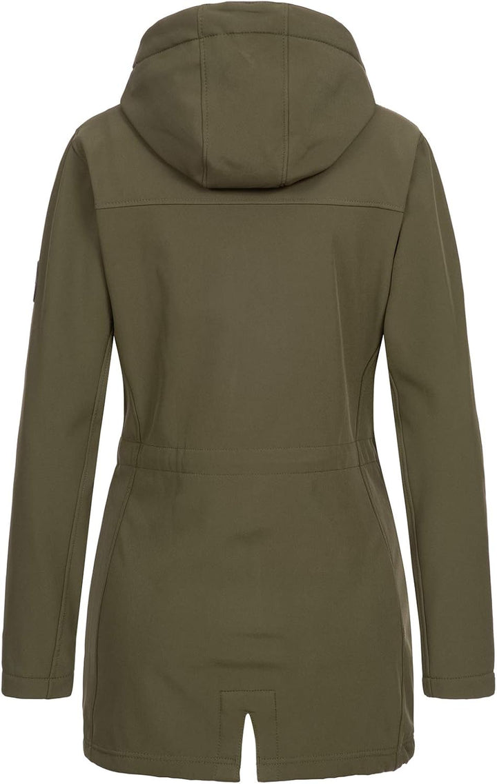 Damen Softshell Jacke Mantel Outdoor-Mantel D-423, S Dunkelgrün
