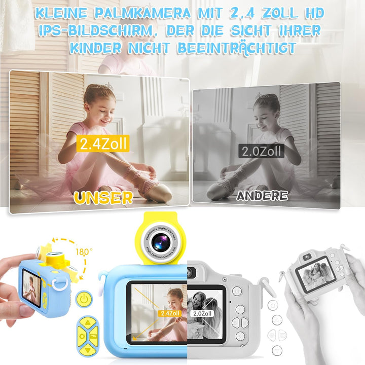 Kinderkamera für 3 4 5 6 7 8 9 10 11 12 Jahre alte Mädchen/Jungen, Kinder Kamera mit 180°Flip-Objekt