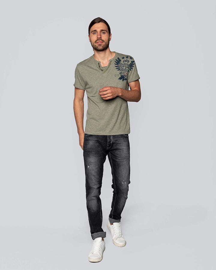KEYLARGO Herren T-Shirt mit grossem Rückenprint Green, S