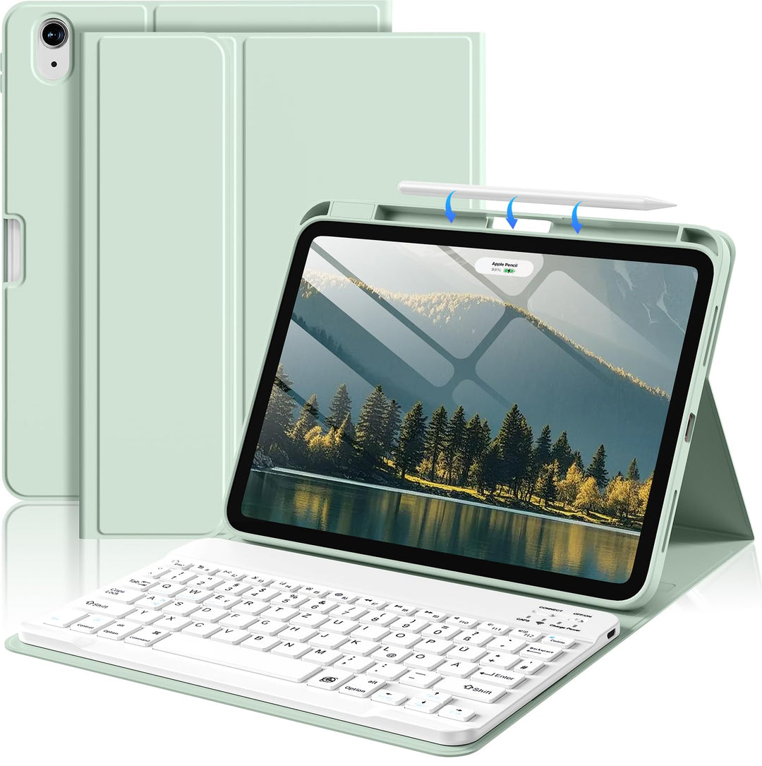 Tastatur Hülle für iPad Air 11"/10,9" QWERTZ Layout, Hellgrün | für iPad Air 11 Zoll M4/M3/M2 2026/2