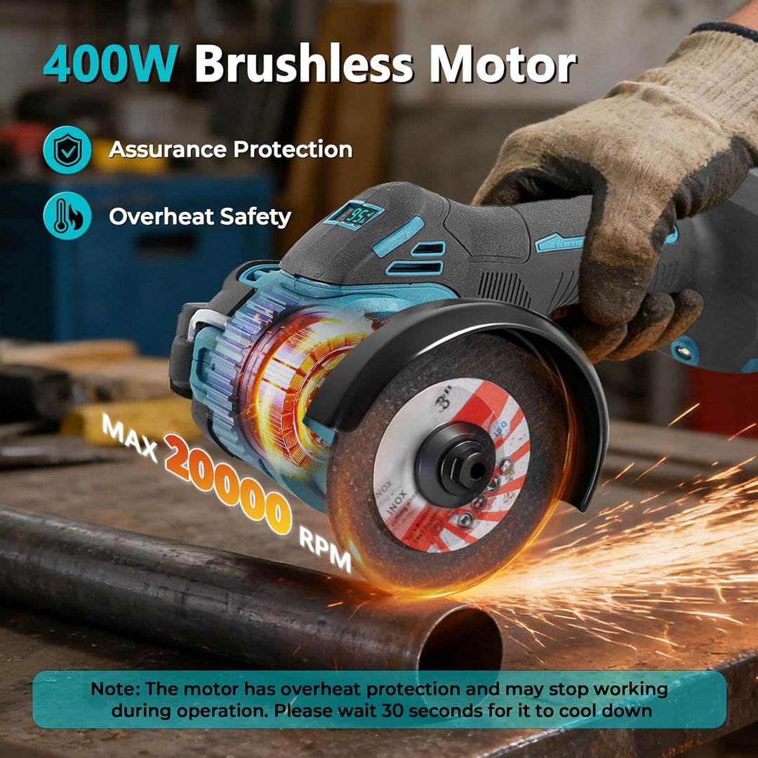 Mini-Winkelschleifer, kompatibel mit Makita18 V, bürstenlos, schnurlos, 20.000 U/min, 75 mm, kleines