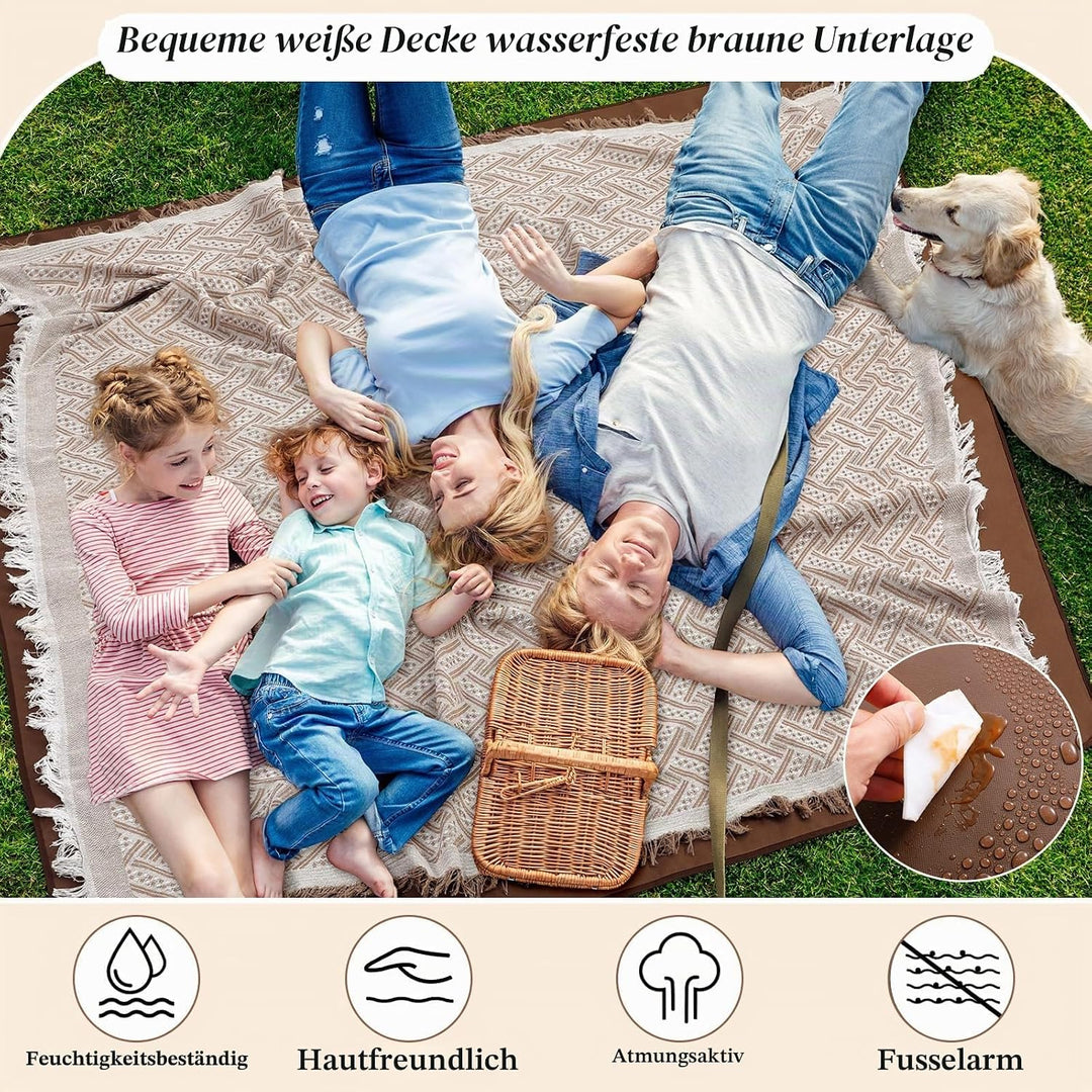 VitalCozy wasserdichte Picknickdecke, Outdoor-Decke, faltbar, 2-in-1, doppellagig, sanddicht, Strand