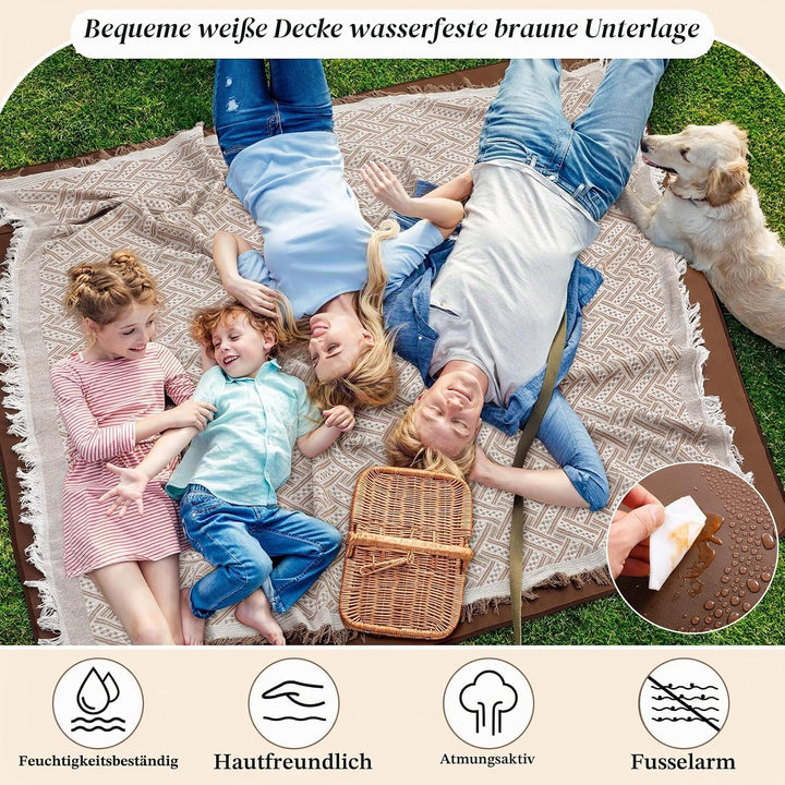 VitalCozy wasserdichte Picknickdecke, Outdoor-Decke, faltbar, 2-in-1, doppellagig, sanddicht, Strand
