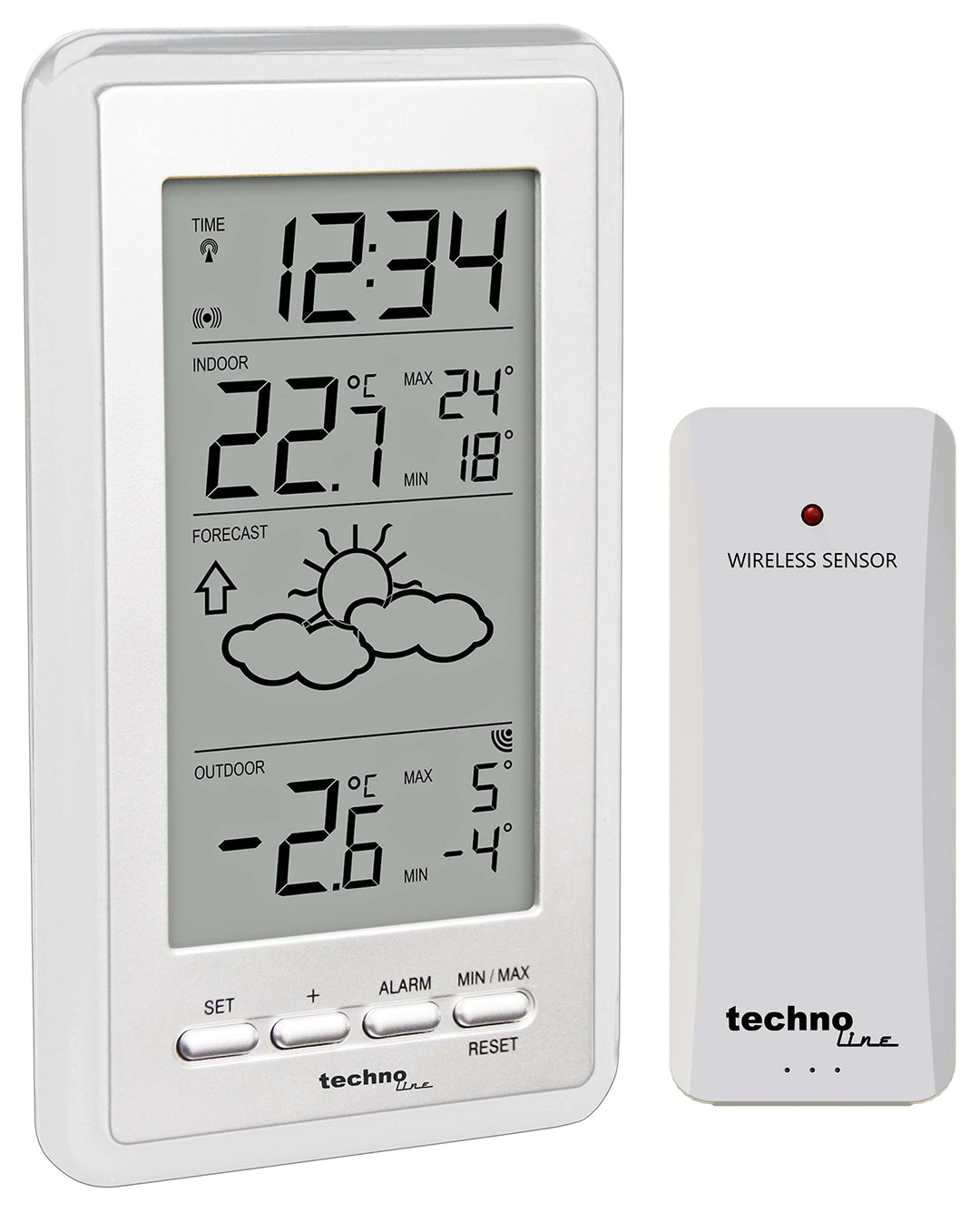 Technoline WS9130weiss Wetterstation mit Vorhersage der Wetterlage, sowie Innen- und Aussentemperatu