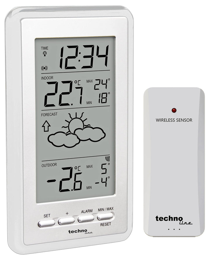 Technoline WS9130weiss Wetterstation mit Vorhersage der Wetterlage, sowie Innen- und Aussentemperatu