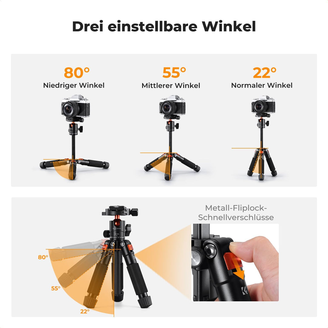 K&amp;F CONCEPT Mini Stativ, 55cm Aluminium Kamera Stativ mit 360° Kugelkopf | Belastung bis zu 6kg, 0,6