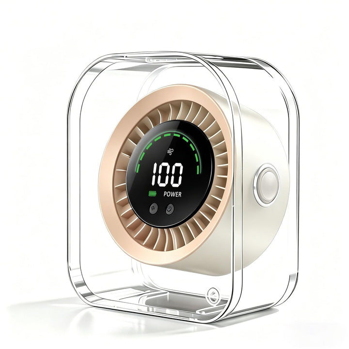 Mini Tischventilator Sehr Leise(20 dB),4000mAh Akku (15 Stunden) USB-C, LED-Anzeige, 2-in-1-Halterun
